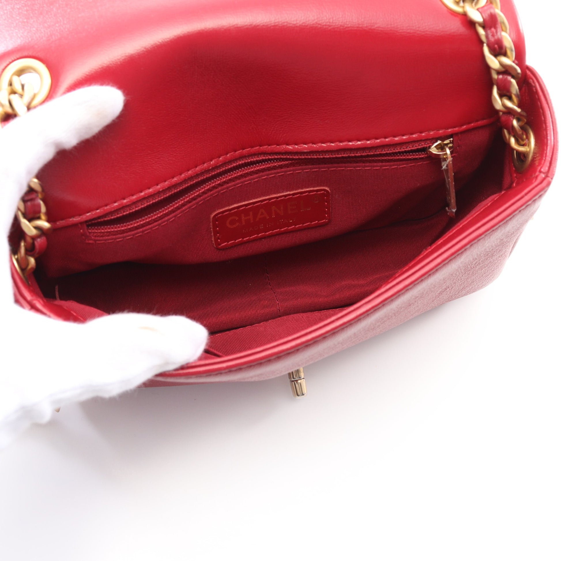 マトラッセ チェーンショルダーバッグ レザー レッド ゴールド金具 2WAY シャネル バッグ CHANEL