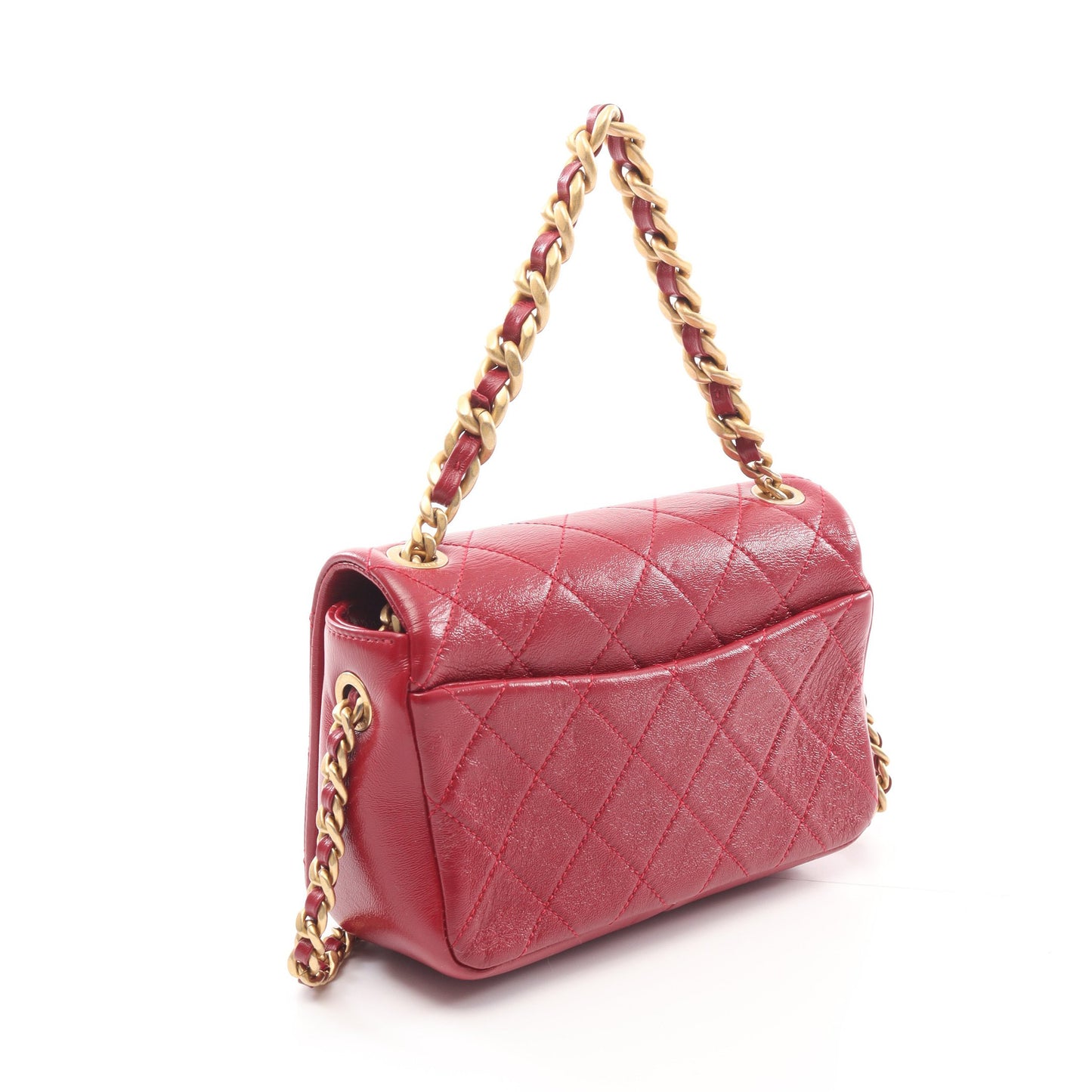 マトラッセ チェーンショルダーバッグ レザー レッド ゴールド金具 2WAY シャネル バッグ CHANEL