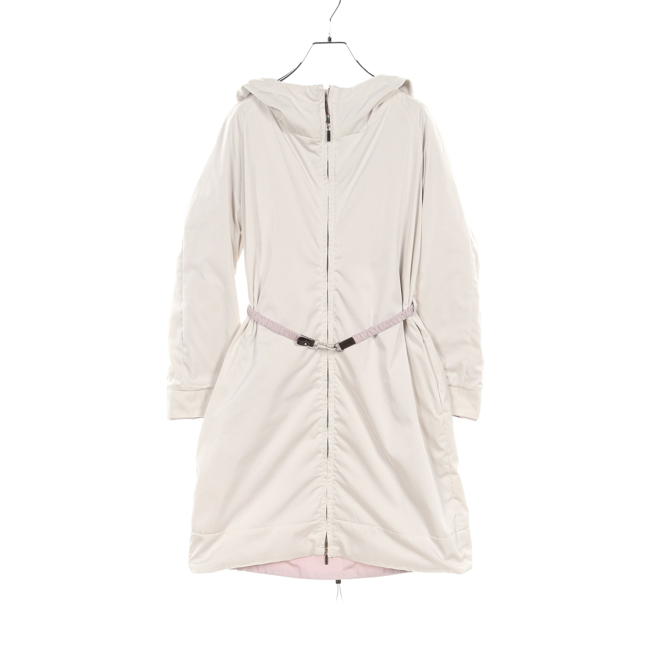 スプリングコート オフホワイト ライトパープル フード付き