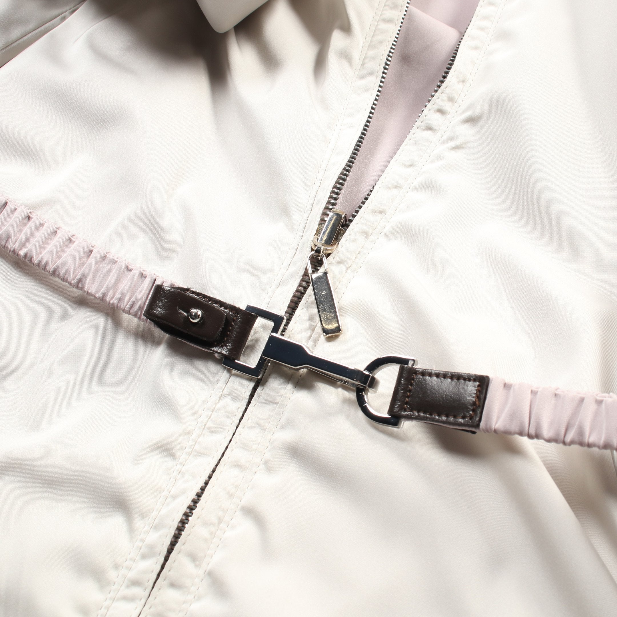 スプリングコート オフホワイト ライトパープル フード付き