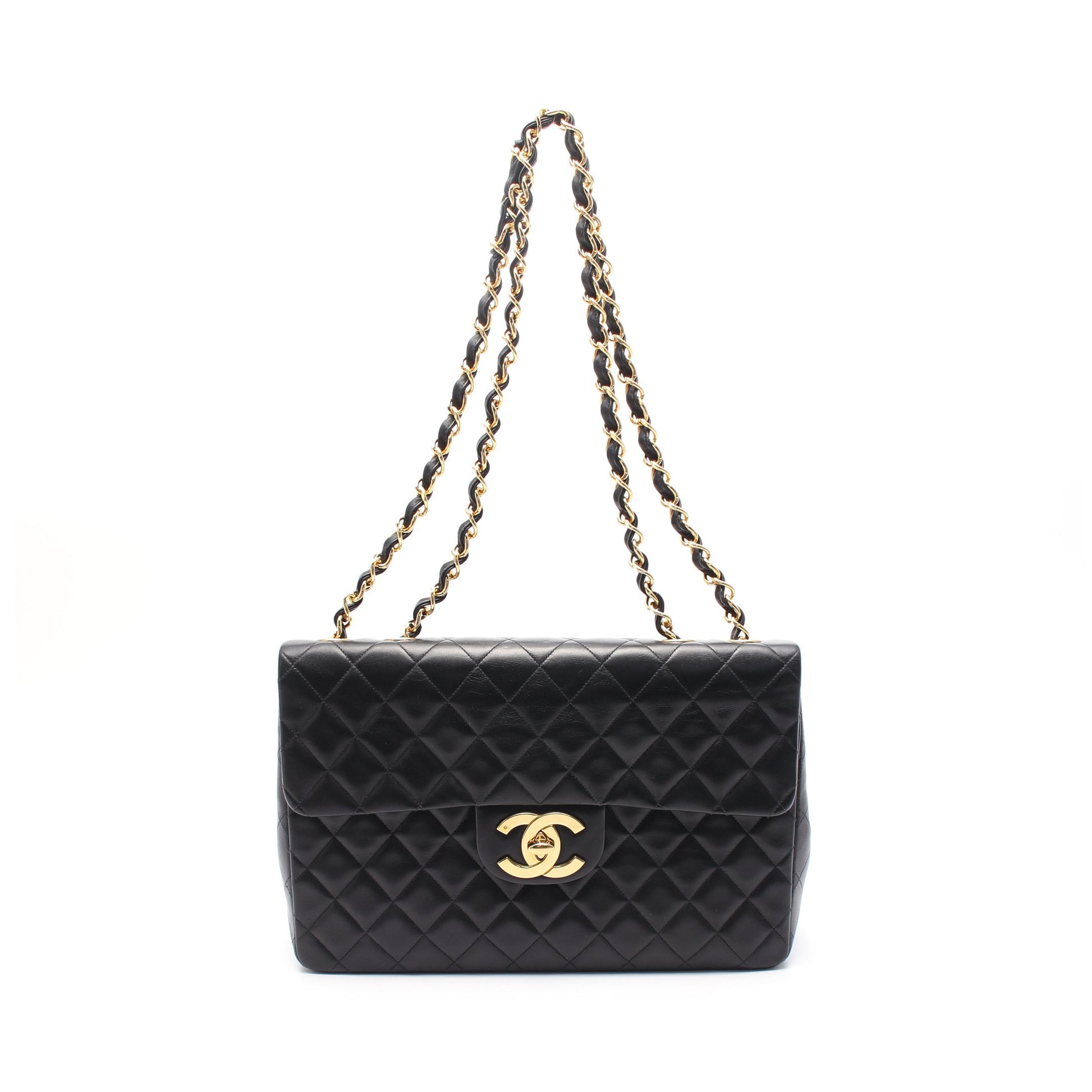 デカマトラッセ34 Wチェーンショルダーバッグ ラムスキン ブラック ゴールド金具 シャネル バッグ CHANEL