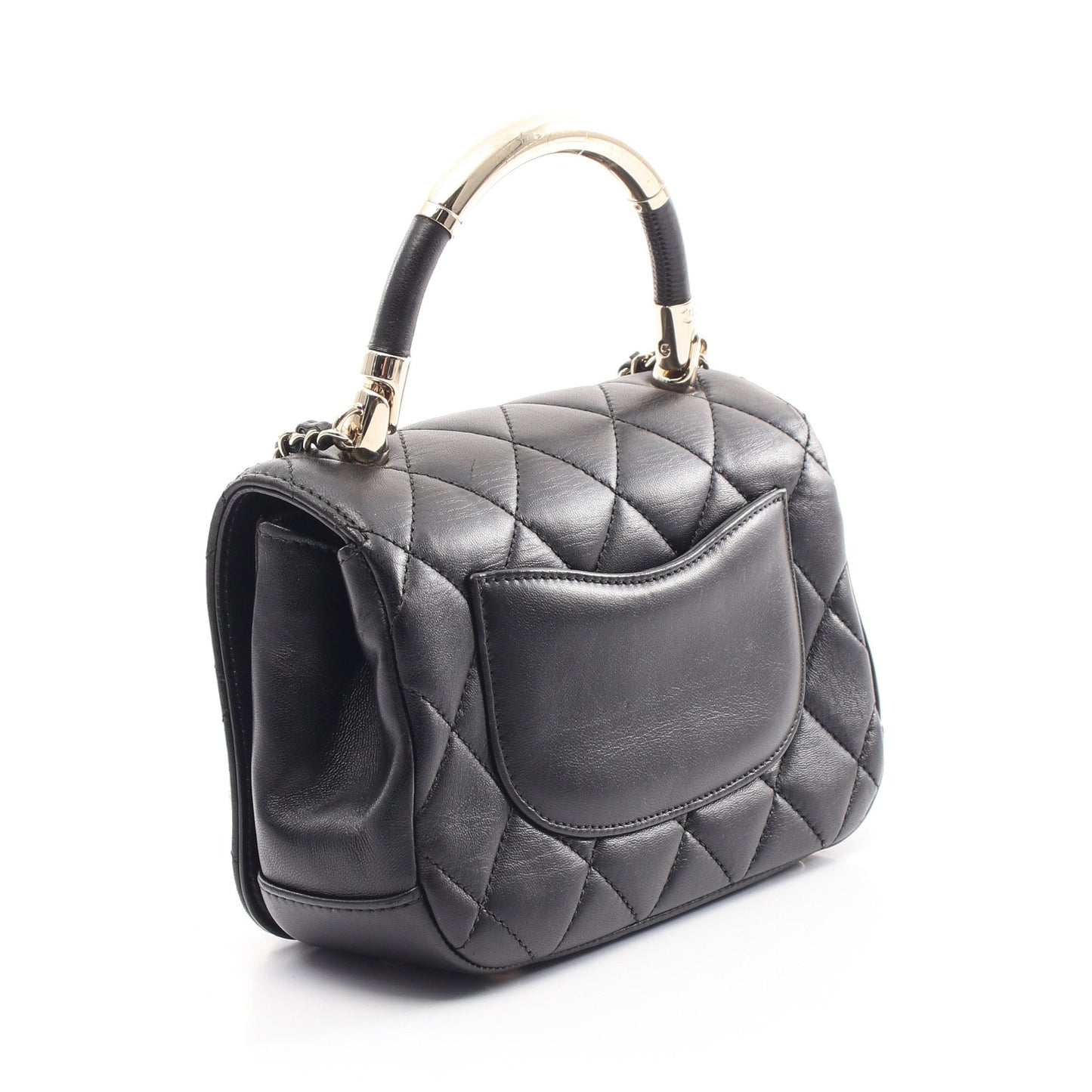 マトラッセ チェーンショルダーバッグ メタルハンドル ラムスキン ブラック ゴールド金具 2WAY シャネル バッグ CHANEL