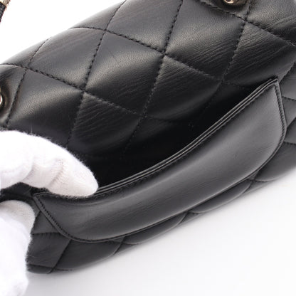 マトラッセ チェーンショルダーバッグ メタルハンドル ラムスキン ブラック ゴールド金具 2WAY シャネル バッグ CHANEL