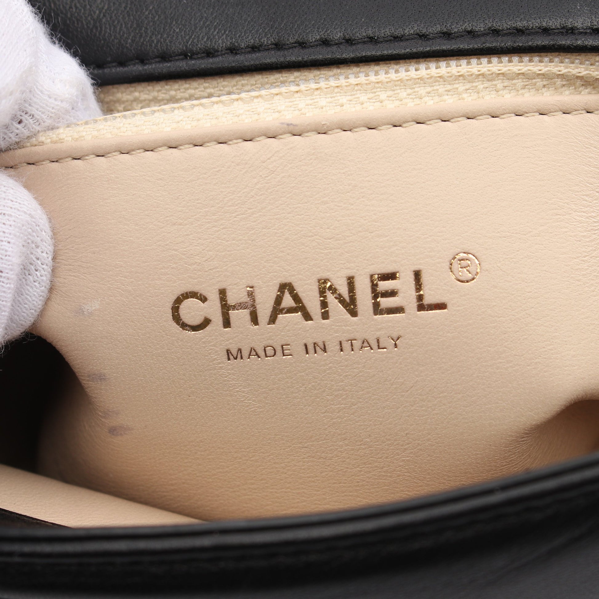 マトラッセ チェーンショルダーバッグ メタルハンドル ラムスキン ブラック ゴールド金具 2WAY シャネル バッグ CHANEL
