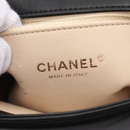 マトラッセ チェーンショルダーバッグ メタルハンドル ラムスキン ブラック ゴールド金具 2WAY シャネル バッグ CHANEL