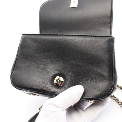 マトラッセ チェーンショルダーバッグ メタルハンドル ラムスキン ブラック ゴールド金具 2WAY シャネル バッグ CHANEL