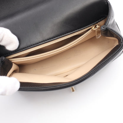 マトラッセ チェーンショルダーバッグ メタルハンドル ラムスキン ブラック ゴールド金具 2WAY シャネル バッグ CHANEL