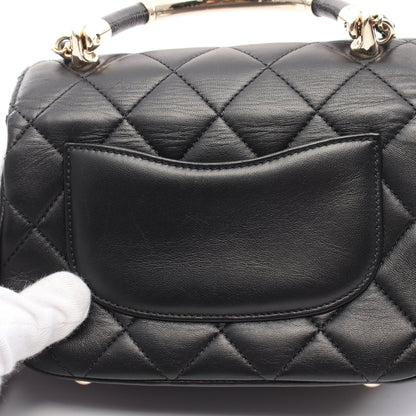 マトラッセ チェーンショルダーバッグ メタルハンドル ラムスキン ブラック ゴールド金具 2WAY シャネル バッグ CHANEL
