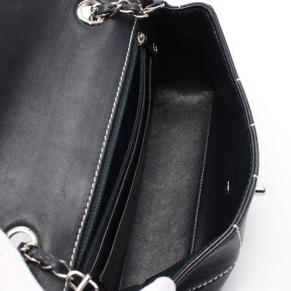 チョコバー ワイルドステッチ チェーンショルダーバッグ レザー ダークグレー シルバー金具 シャネル バッグ CHANEL