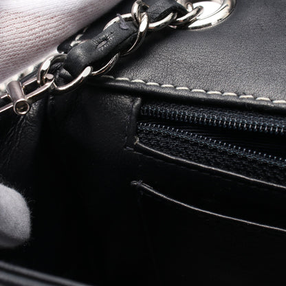 チョコバー ワイルドステッチ チェーンショルダーバッグ レザー ダークグレー シルバー金具 シャネル バッグ CHANEL