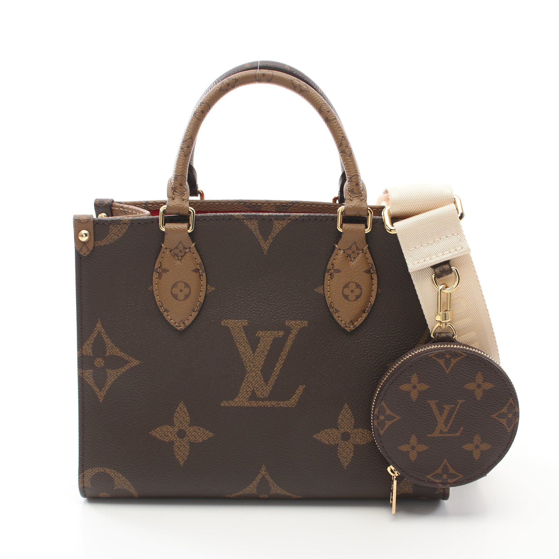 オンザゴーPM モノグラムリバース ハンドバッグ PVC ブラウン ベージュ ルイヴィトン バッグ LOUIS VUITTON
