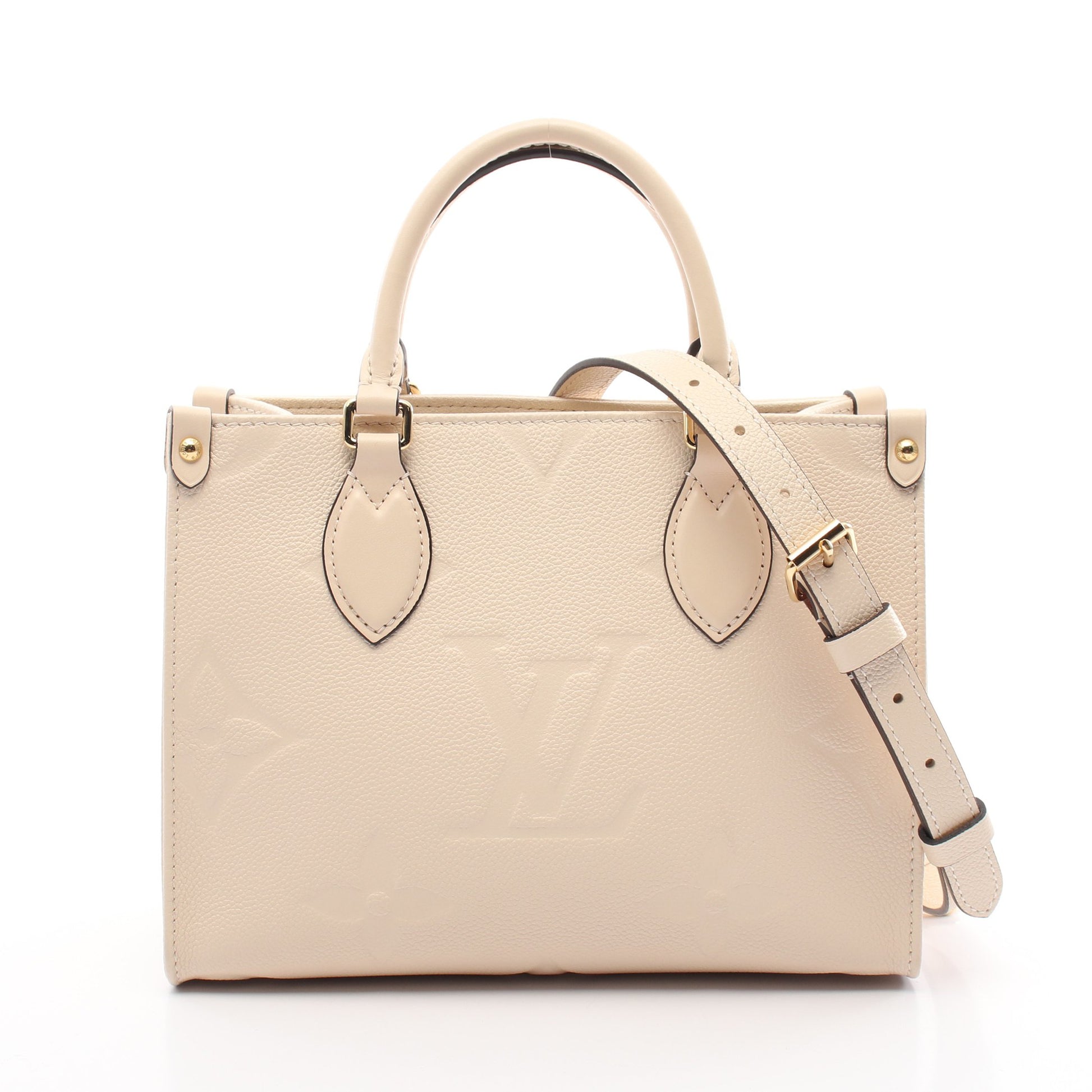 オンザゴーPM モノグラムアンプラント クレーム ハンドバッグ レザー アイボリー 2WAY ルイヴィトン バッグ LOUIS VUITTON
