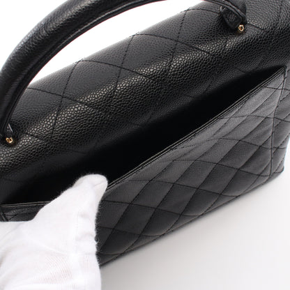 マトラッセ トップハンドル ハンドバッグ キャビアスキン ブラック ゴールド金具 シャネル バッグ CHANEL