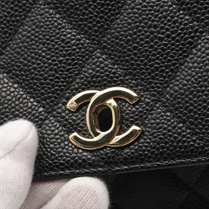 マトラッセ トップハンドル ハンドバッグ キャビアスキン ブラック ゴールド金具 シャネル バッグ CHANEL