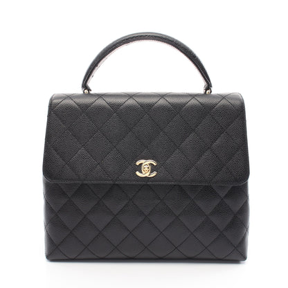 マトラッセ トップハンドル ハンドバッグ キャビアスキン ブラック ゴールド金具 シャネル バッグ CHANEL