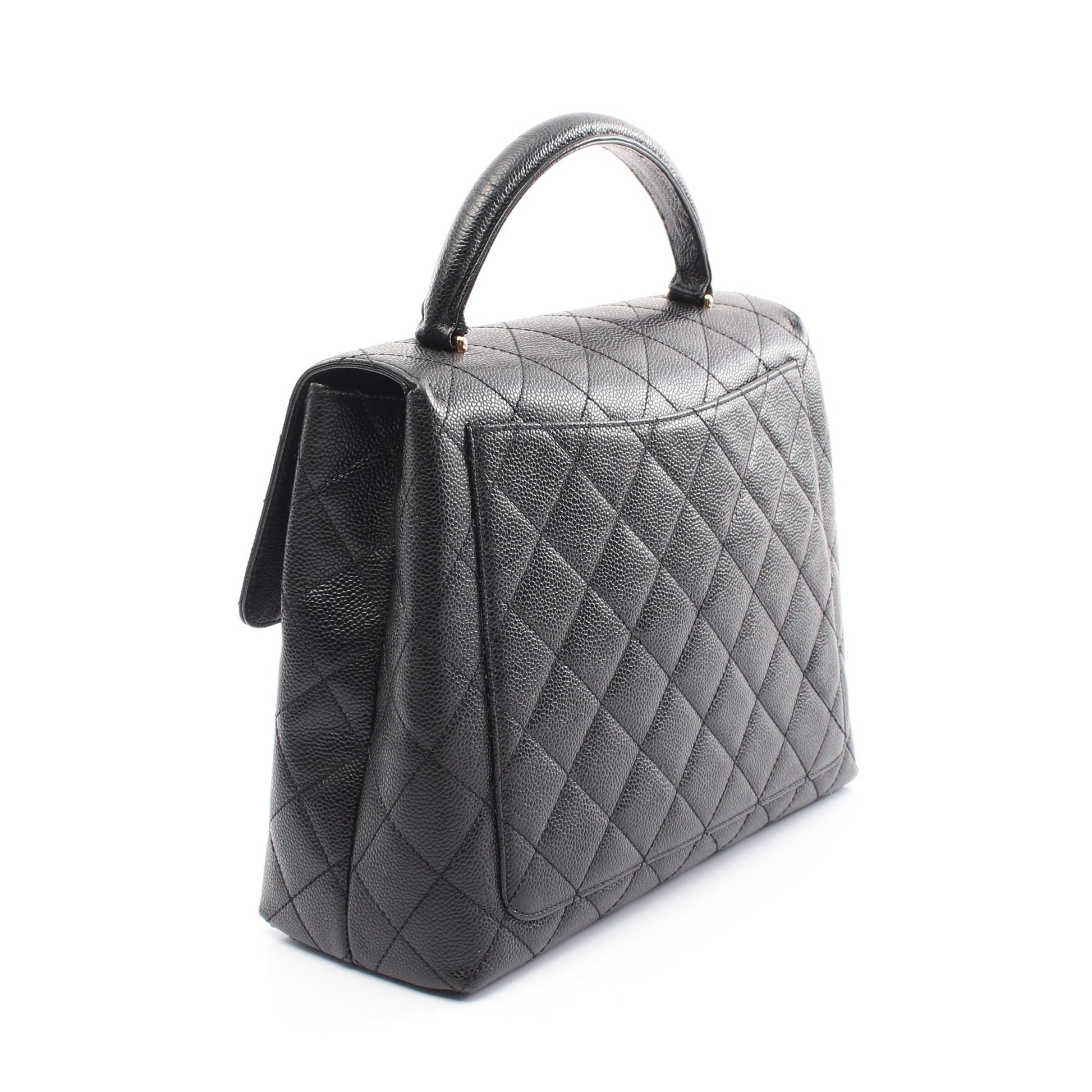 マトラッセ トップハンドル ハンドバッグ キャビアスキン ブラック ゴールド金具 シャネル バッグ CHANEL