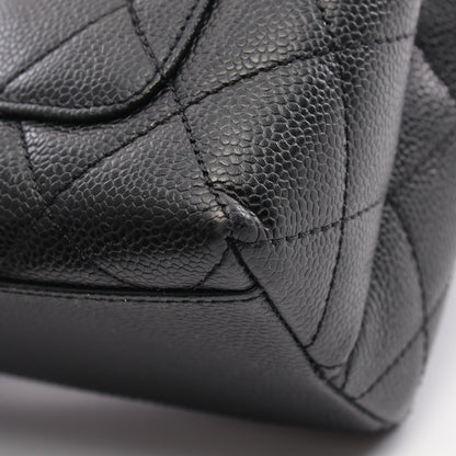 マトラッセ トップハンドル ハンドバッグ キャビアスキン ブラック ゴールド金具 シャネル バッグ CHANEL