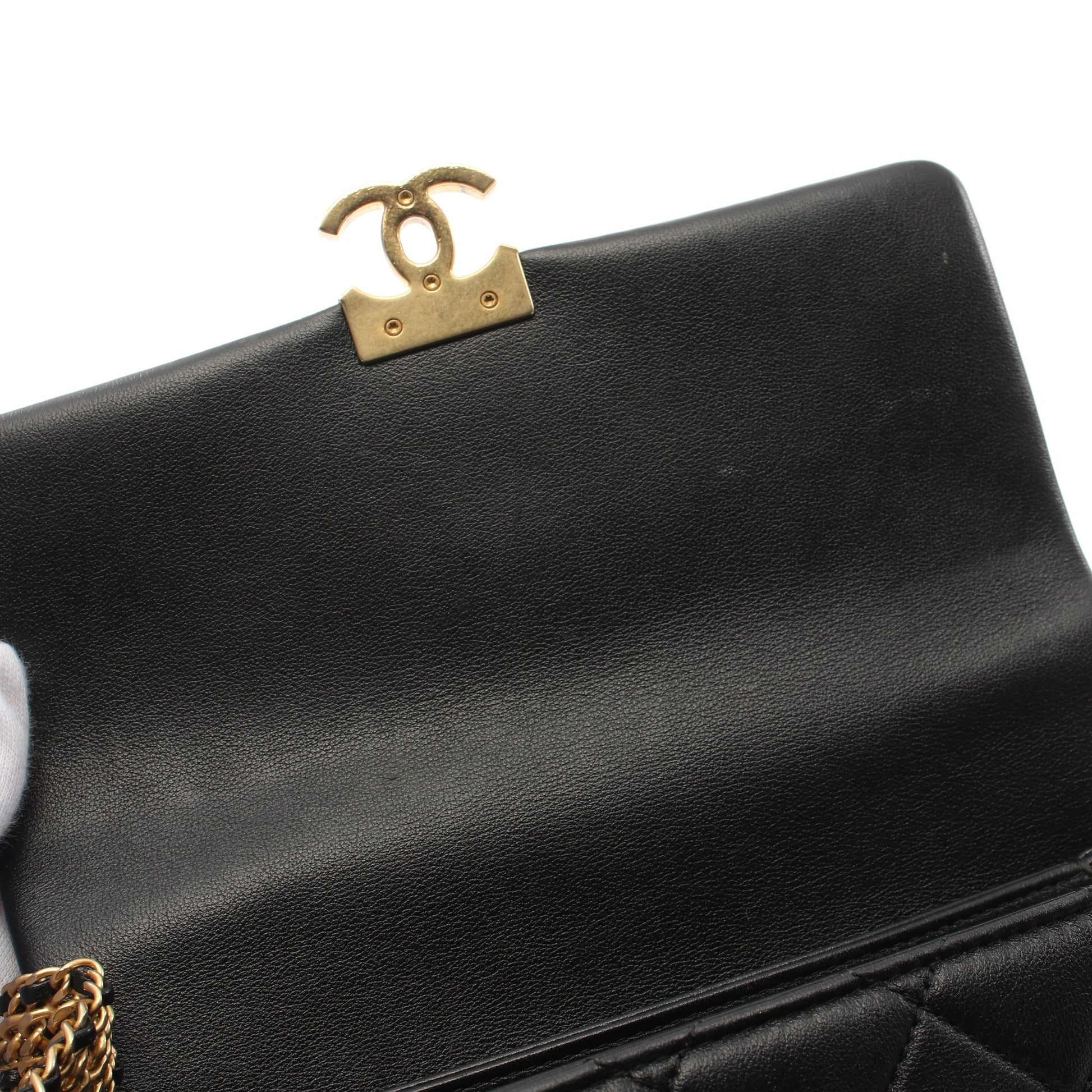 マトラッセ チェーンショルダーバッグ ラムスキン ブラック ゴールド金具 シャネル バッグ CHANEL