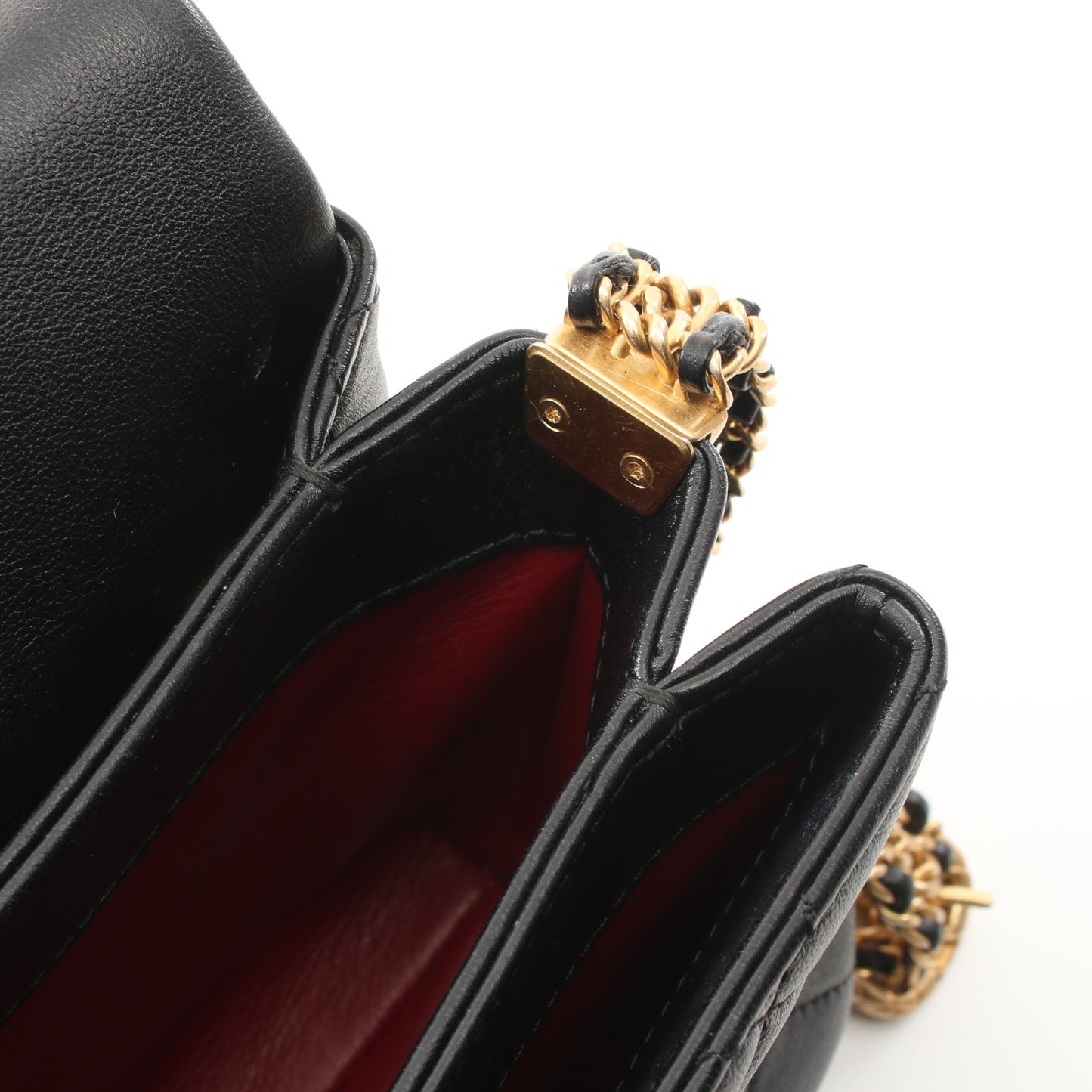 マトラッセ チェーンショルダーバッグ ラムスキン ブラック ゴールド金具 シャネル バッグ CHANEL