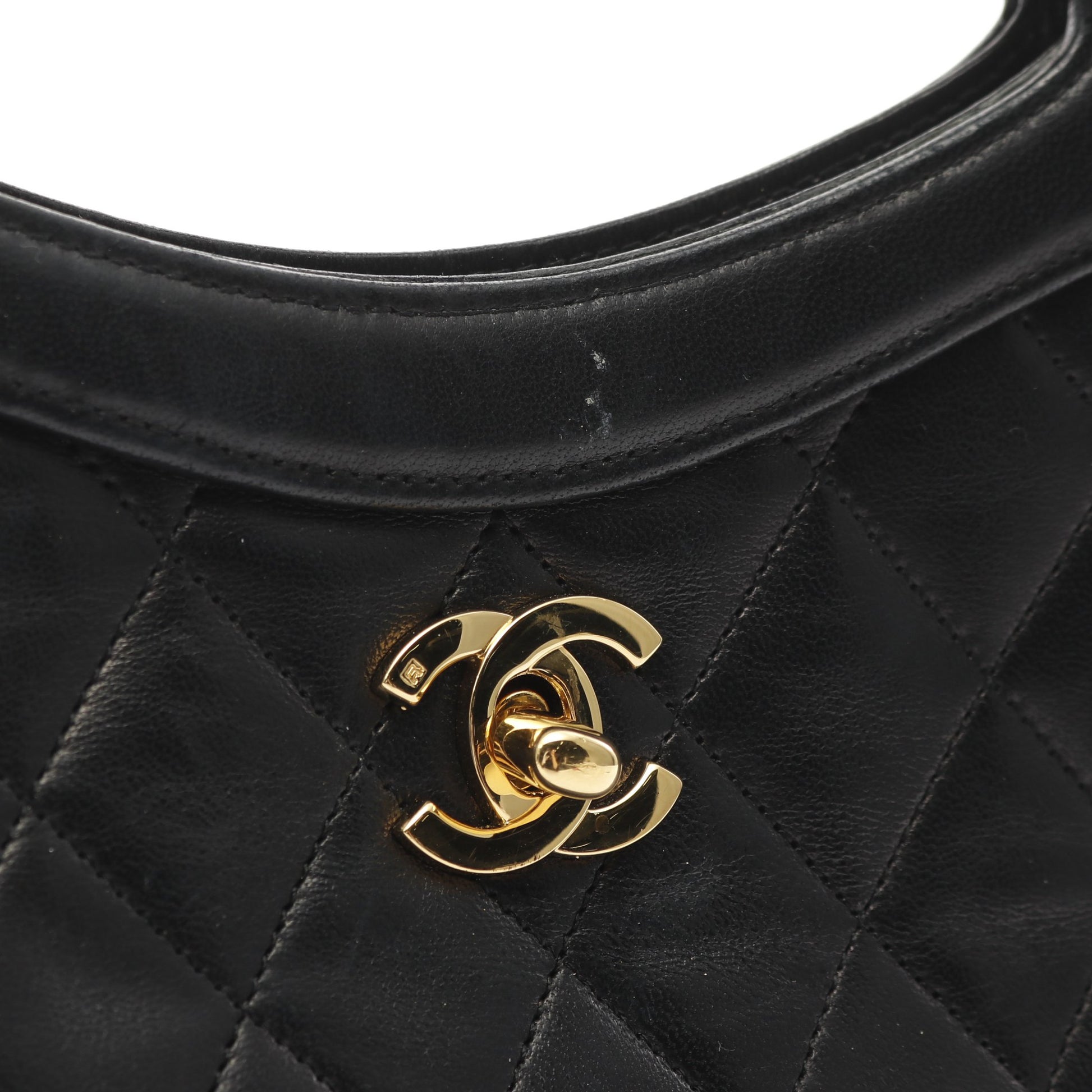 マトラッセ ハンドバッグ ターンロック ラムスキン ブラック ゴールド金具 2WAY シャネル バッグ CHANEL