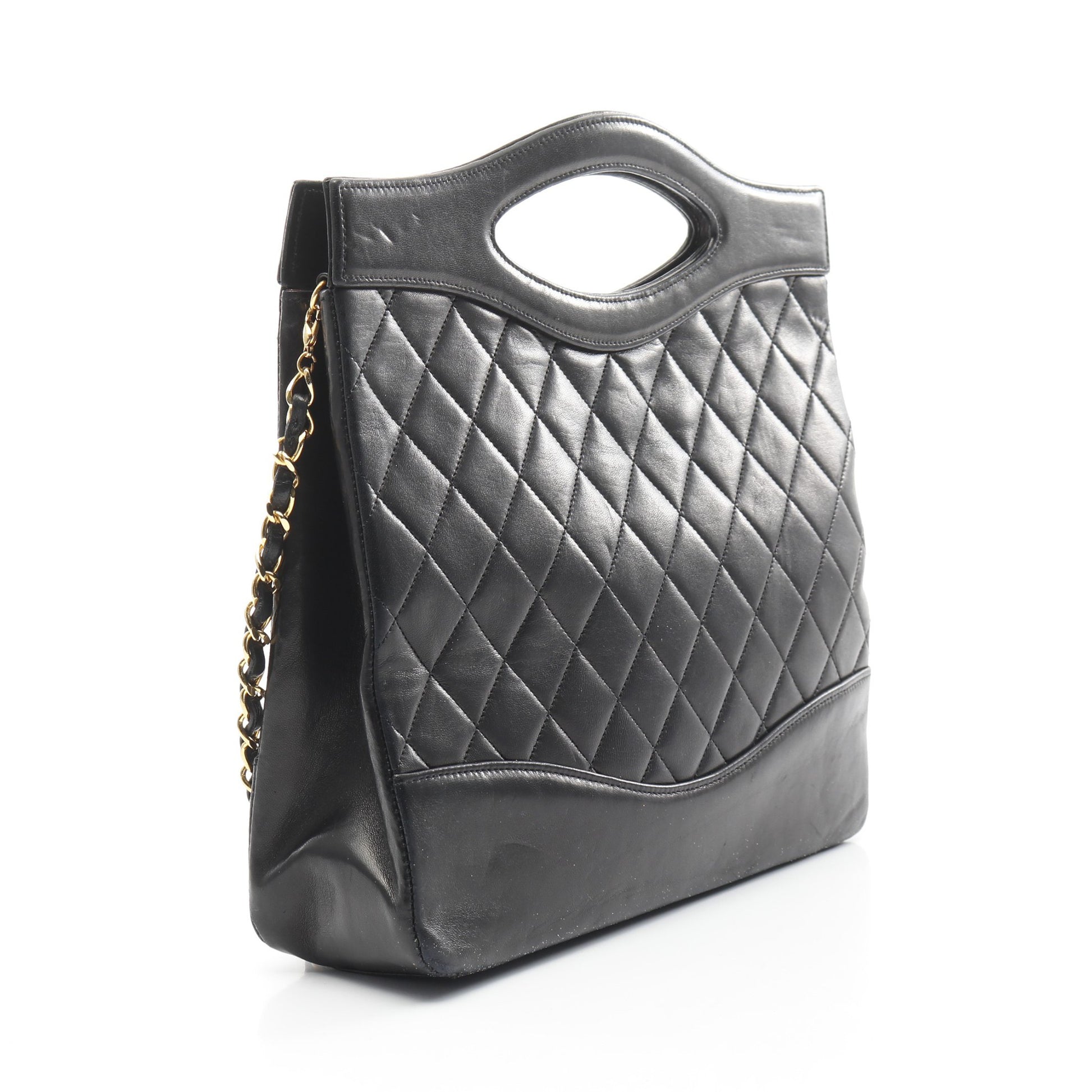 マトラッセ ハンドバッグ ターンロック ラムスキン ブラック ゴールド金具 2WAY シャネル バッグ CHANEL