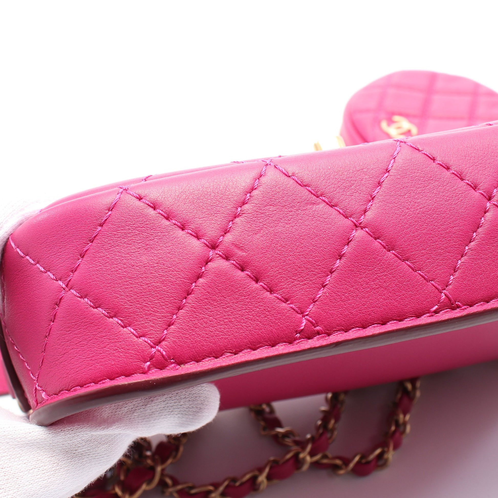マトラッセ チェーンショルダーバッグ レザー ピンクパープル ゴールド金具 シャネル バッグ CHANEL