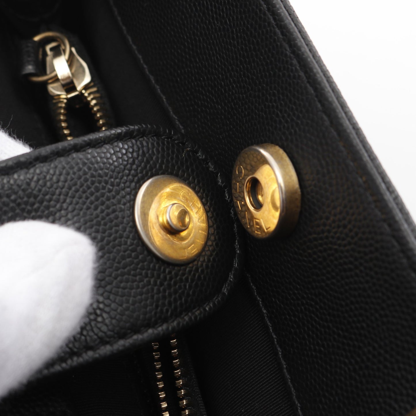 ココマーク マトラッセ チェーンショルダーバッグ レザー キャビアスキン ブラック ゴールド金具 2WAY シャネル バッグ CHANEL