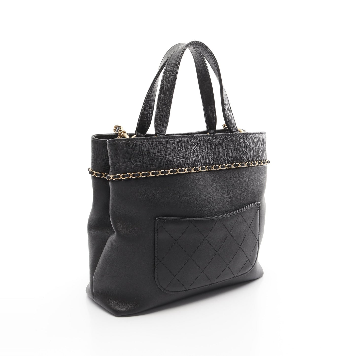 ココマーク マトラッセ チェーンショルダーバッグ レザー キャビアスキン ブラック ゴールド金具 2WAY シャネル バッグ CHANEL