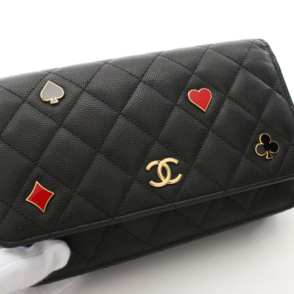 マトラッセ チェーンショルダーバッグ キャビアスキン ブラック ゴールド金具 トランプモチーフ シャネル バッグ CHANEL