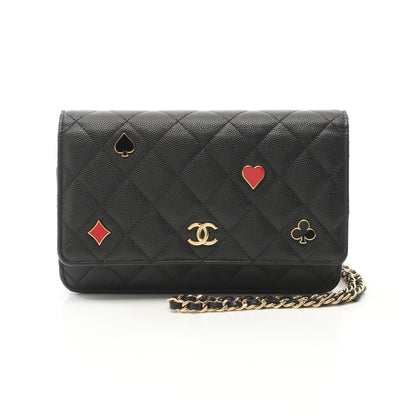 マトラッセ チェーンショルダーバッグ キャビアスキン ブラック ゴールド金具 トランプモチーフ シャネル バッグ CHANEL