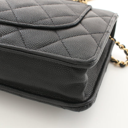 マトラッセ チェーンショルダーバッグ キャビアスキン ブラック ゴールド金具 トランプモチーフ シャネル バッグ CHANEL