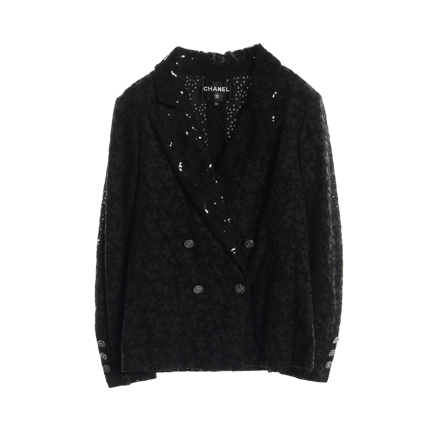 ココマーク アイレット ジャケット スパンコール コットン ブラック 21P シャネル アウター CHANEL