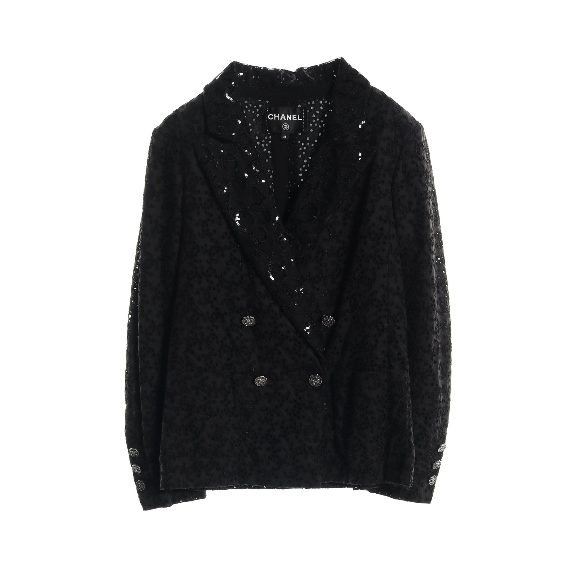 ココマーク アイレット ジャケット スパンコール コットン ブラック 21P シャネル アウター CHANEL