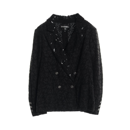 ココマーク アイレット ジャケット スパンコール コットン ブラック 21P シャネル アウター CHANEL