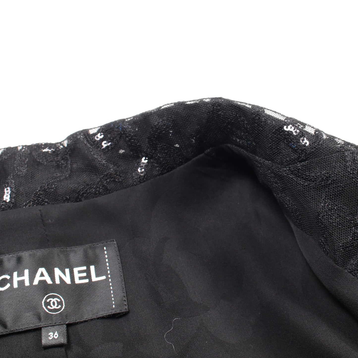 ココマーク アイレット ジャケット スパンコール コットン ブラック 21P シャネル アウター CHANEL