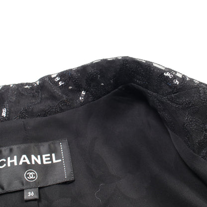 ココマーク アイレット ジャケット スパンコール コットン ブラック 21P シャネル アウター CHANEL