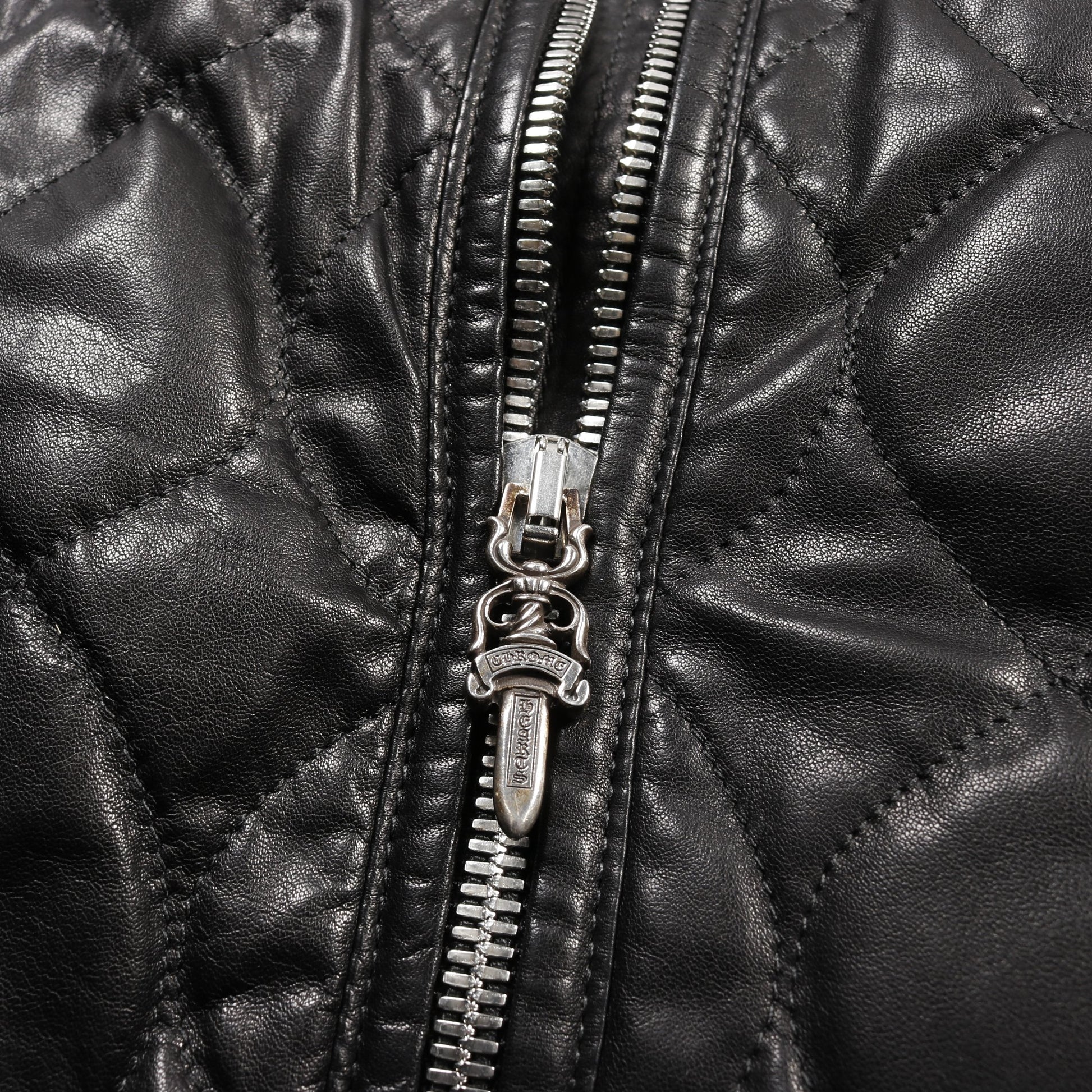 キルティング ジップアップ レザージャケット レザー カシミヤ ブラック クロムハーツ アウター Chrome Hearts
