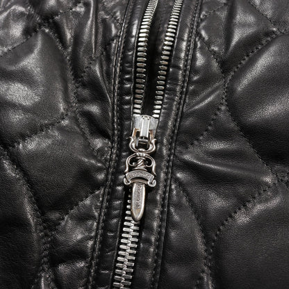 キルティング ジップアップ レザージャケット レザー カシミヤ ブラック クロムハーツ アウター Chrome Hearts