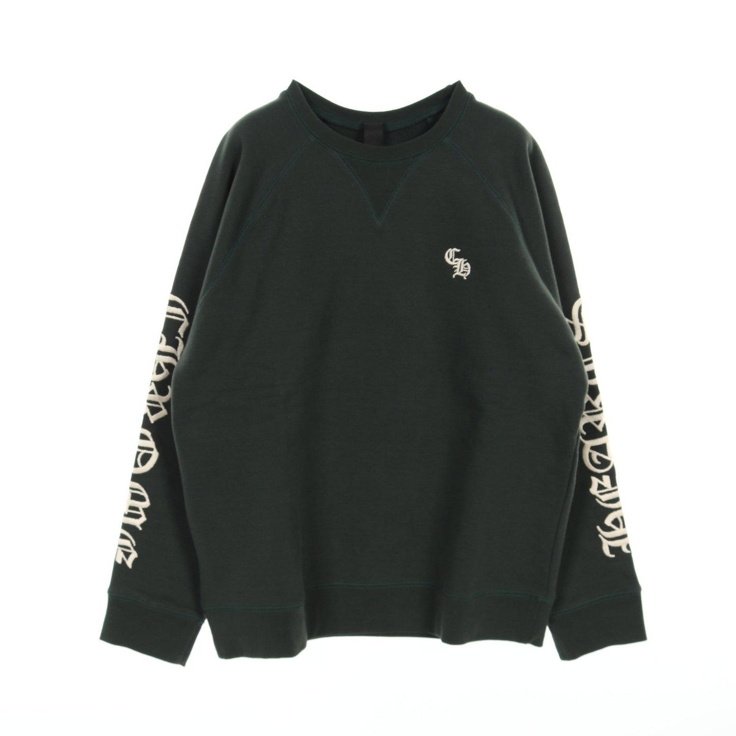 SLO RIDE クロスパッチ付き スウェットシャツ クルーネック ロゴ刺繍 コットン グリーン クロムハーツ トップス Chrome Hearts