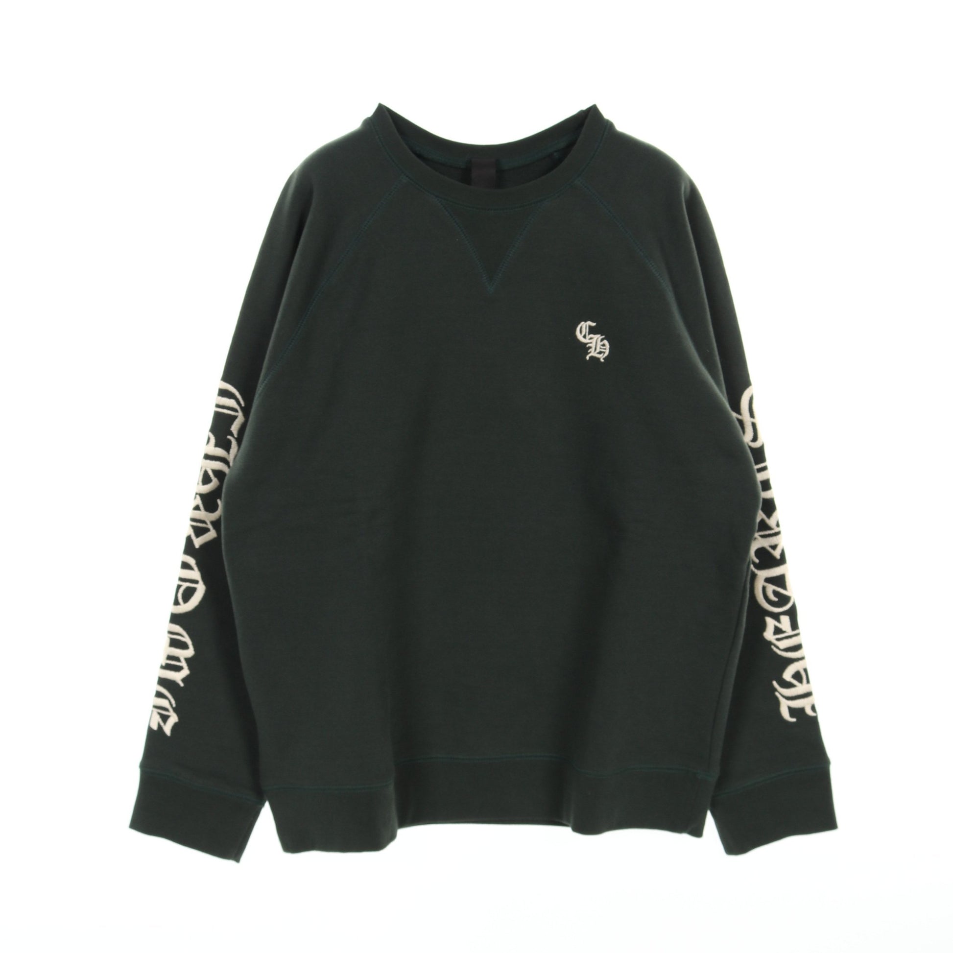 SLO RIDE クロスパッチ付き スウェットシャツ クルーネック ロゴ刺繍 コットン グリーン クロムハーツ トップス Chrome Hearts