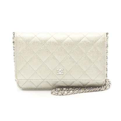 マトラッセ チェーンウォレット キャビアスキン シャンパンゴールド シルバー金具 シャネル バッグ CHANEL