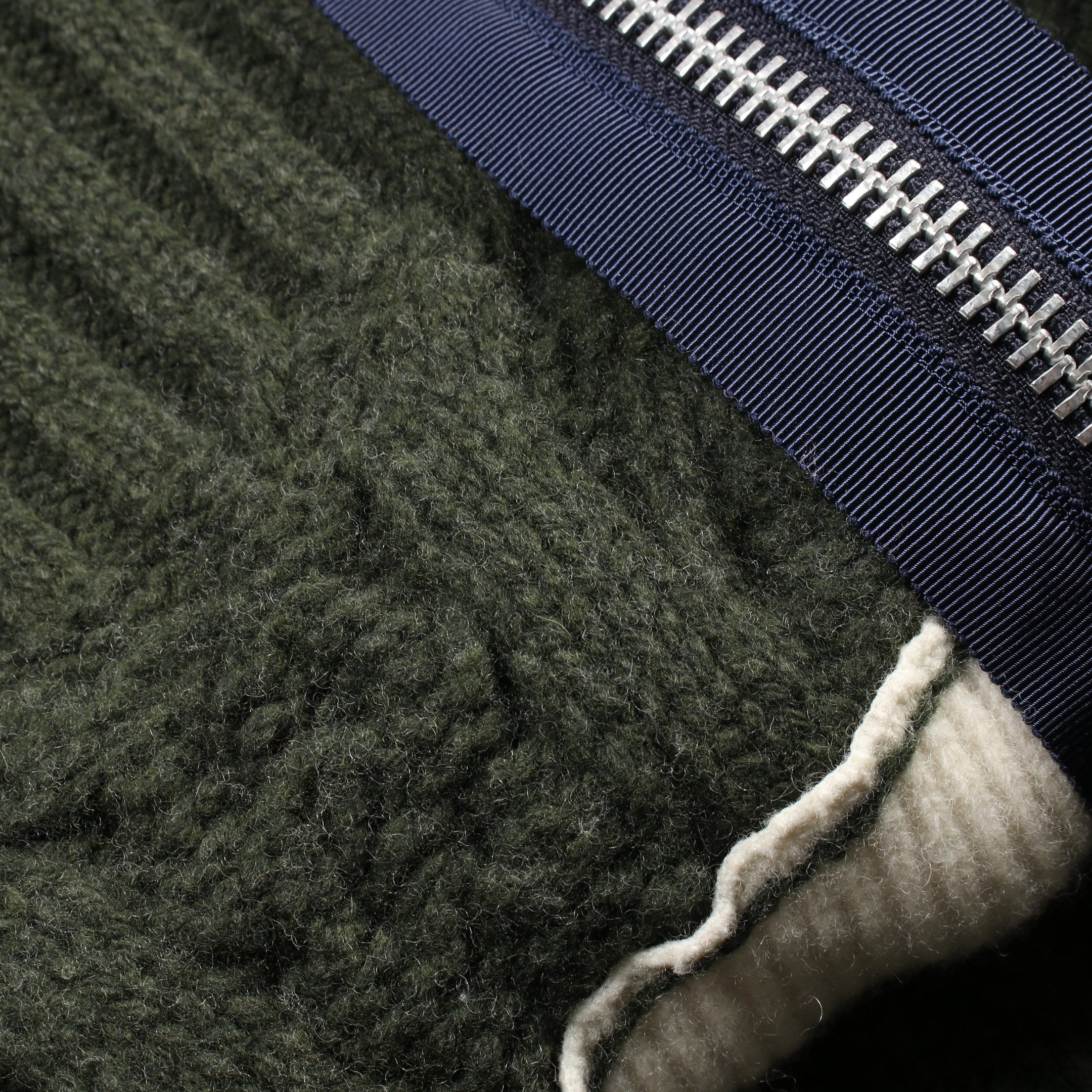 アシンメトリー ジップアップ ニット ウール ナイロン ネイビー マルチ