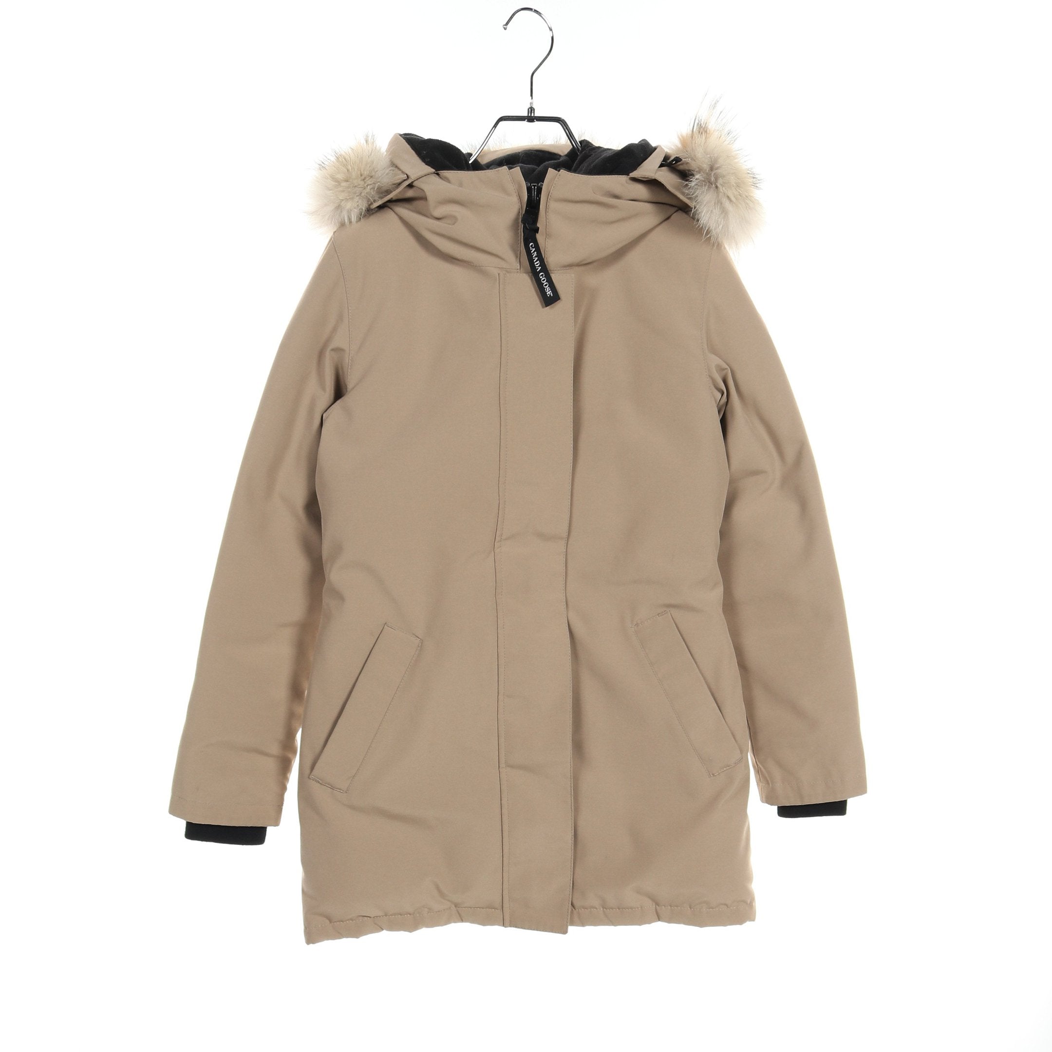 ヴィクトリアパーカ ダウンコート ワンポイント グレーベージュ フード