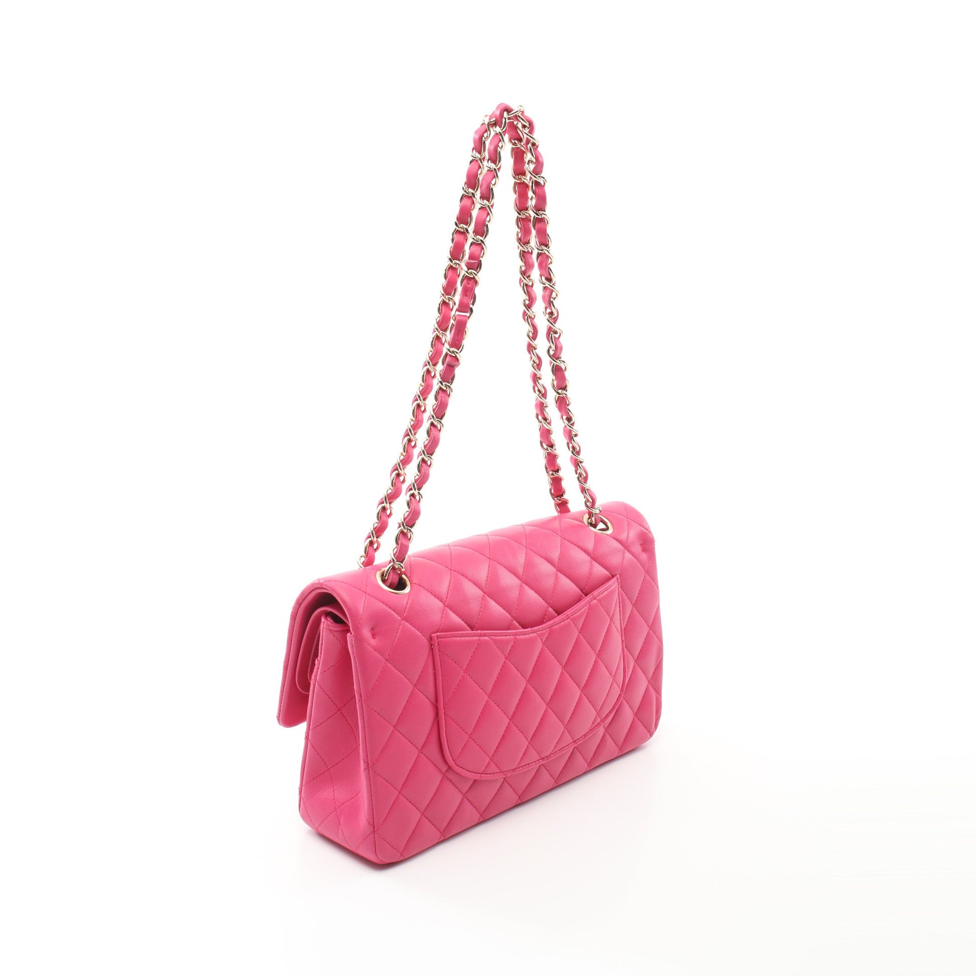 マトラッセ Wフラップ Wチェーンショルダーバッグ ラムスキン ピンクパープル ゴールド金具 シャネル バッグ CHANEL