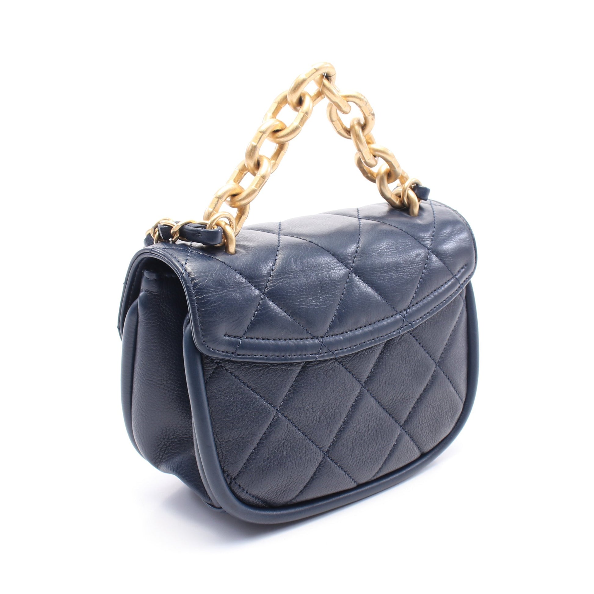 マトラッセ チェーンショルダーバッグ レザー ネイビー ゴールド金具 シャネル バッグ CHANEL