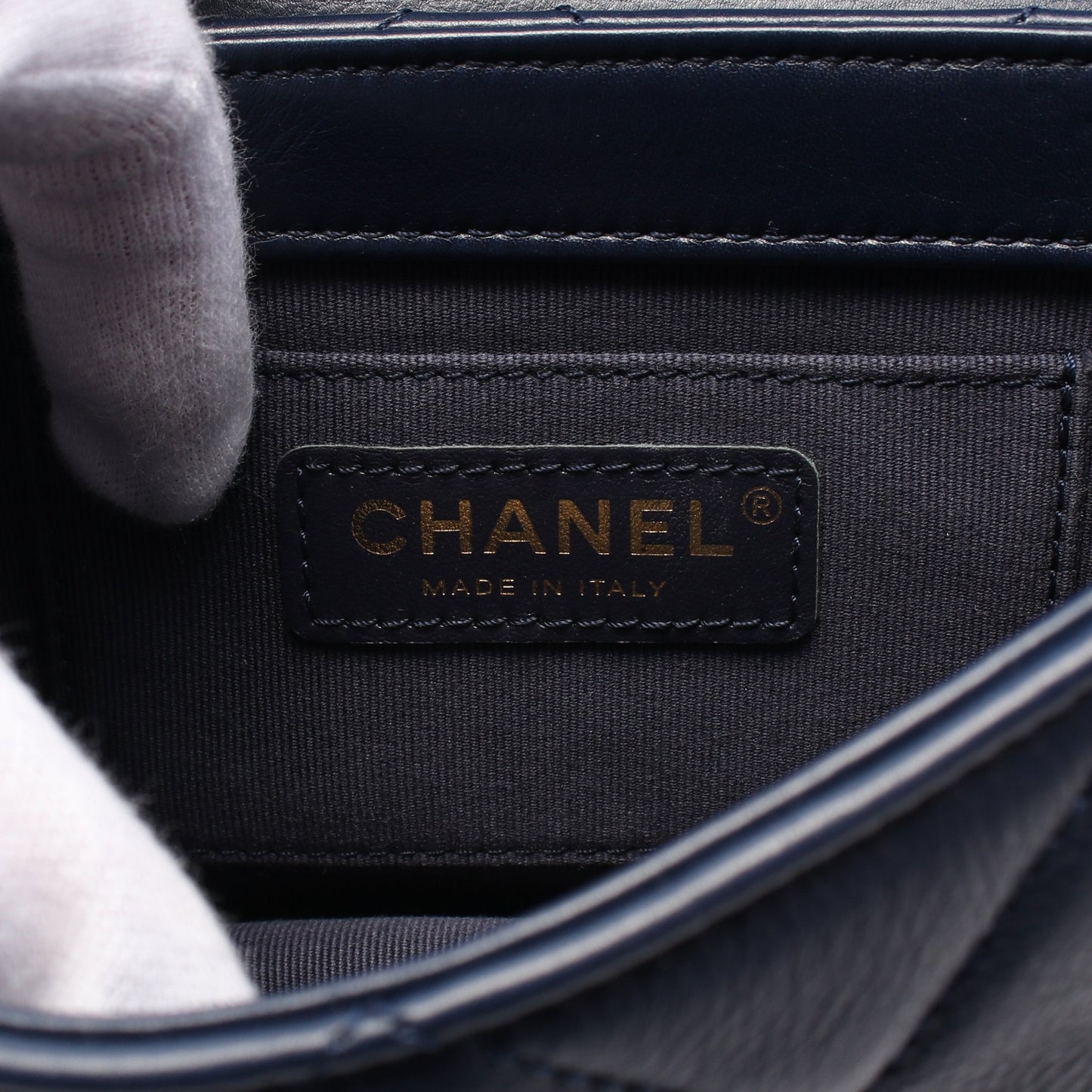 マトラッセ チェーンショルダーバッグ レザー ネイビー ゴールド金具 シャネル バッグ CHANEL
