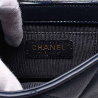 マトラッセ チェーンショルダーバッグ レザー ネイビー ゴールド金具 シャネル バッグ CHANEL