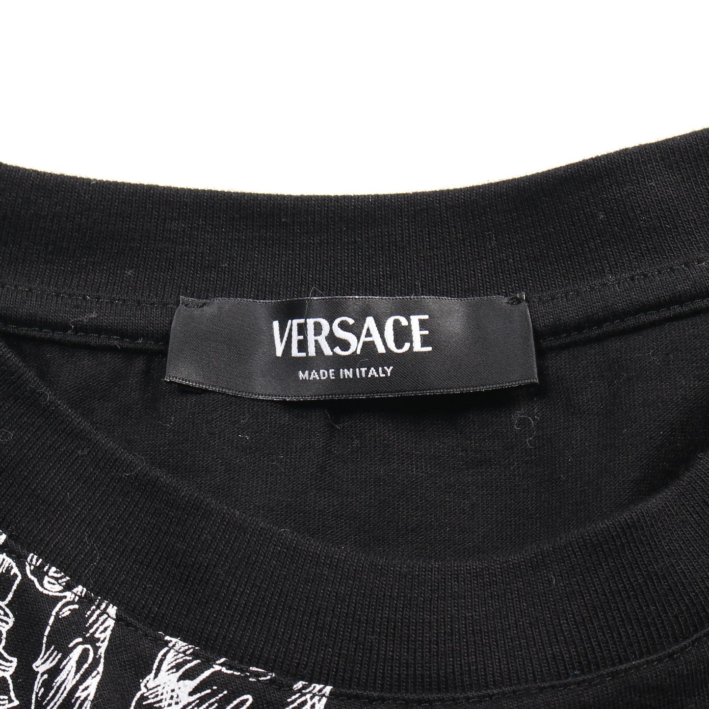 Tシャツ クルーネック 半袖 コットン ブラック ホワイト ヴェルサーチ トップス Versace