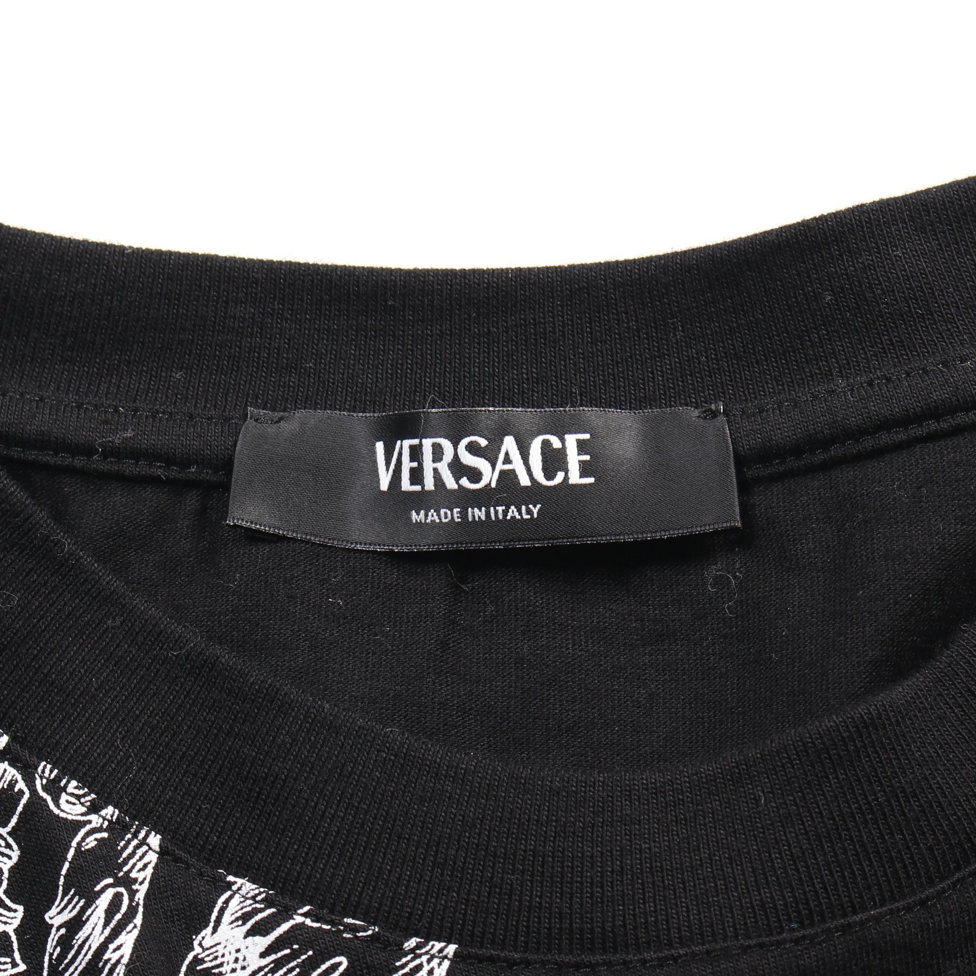 Tシャツ クルーネック 半袖 コットン ブラック ホワイト ヴェルサーチ トップス Versace