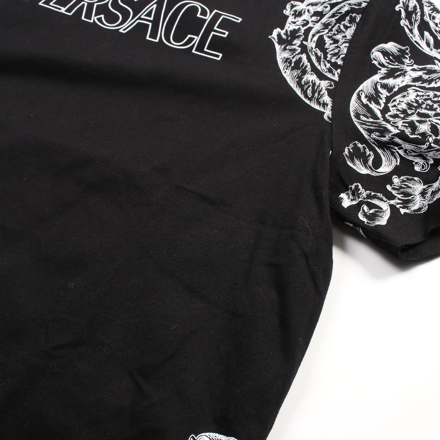 Tシャツ クルーネック 半袖 コットン ブラック ホワイト ヴェルサーチ トップス Versace